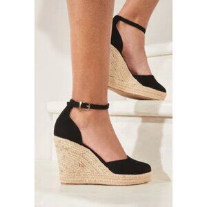 Aldo Black Espadrille Wedge Sandals